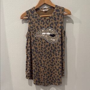 Mazik Leopard Print Graphic Muscle Tee Sleeveless Size Small